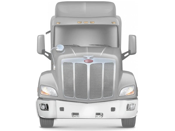 Kozak Chrome Plastic Bumper Corner with Fog Light Hole Right Passenger Side for Peterbilt 579 PLUS Logo, - Tacoma Parts Corporation
