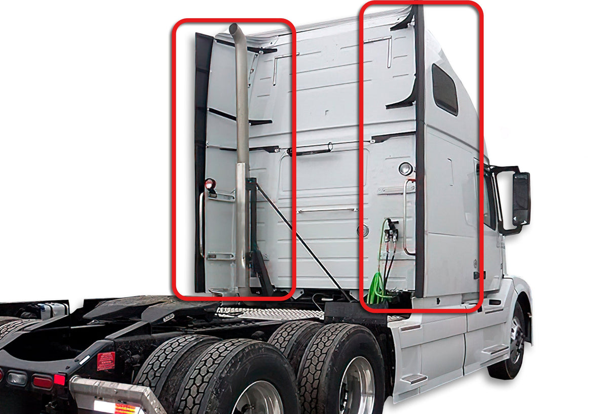 Lower and Upper Behind Cab Fairings With Extensions and Brackets Set 2004-2017 Volvo VNL