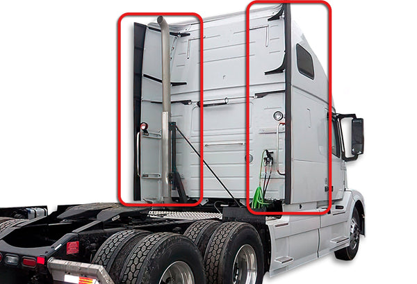 Lower and Upper Behind Cab Fairings With Extensions and Brackets Set 2004-2017 Volvo VNL