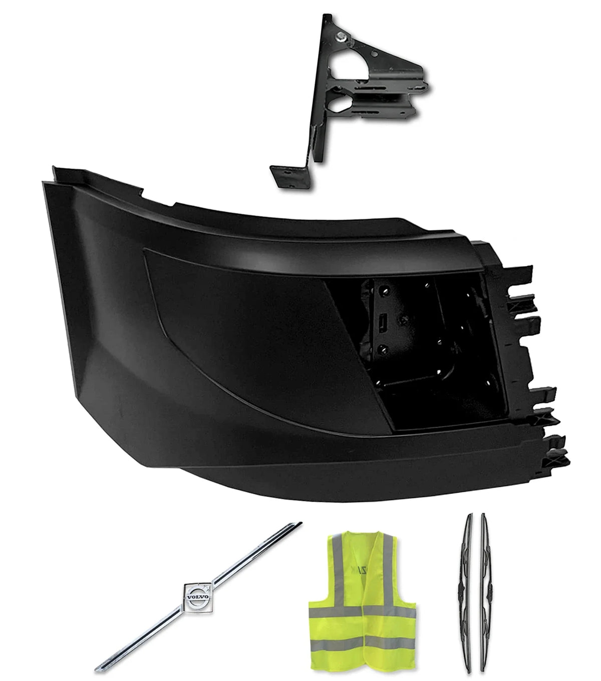 Bumper Corner w/ Fog Hole Plastic w/ Bracket Passenger 2016-2017 Volvo VNL