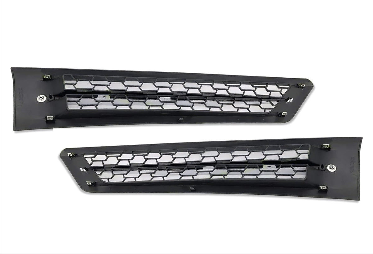 Side Hood Vents Black with Chrome Stripe Set 2018+ Freightliner Cascadia 116 126
