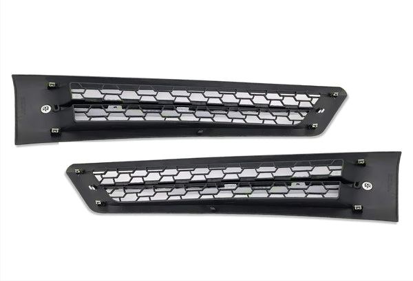 Side Hood Vents Black with Chrome Stripe Set 2018+ Freightliner Cascadia 116 126