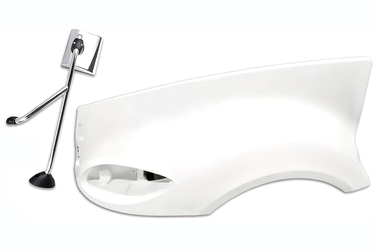 Hood Fender Fiberglass Driver with Hood Mirror 2006-2017 International Prostar