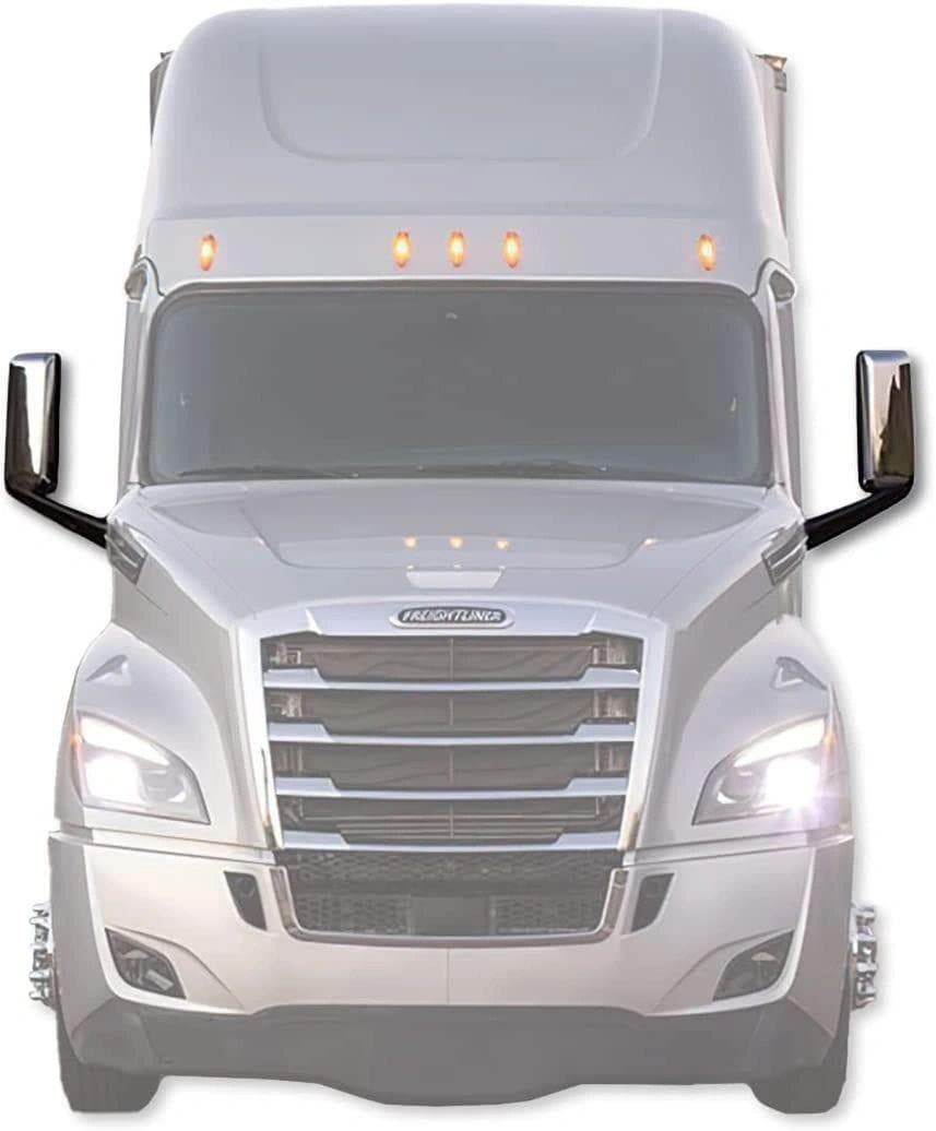 Kozak CHROME Finish Heated Door Mirror Pair SET Left and Right for Freightliner Cascadia 2018 and newer Semi Trucks PLUS Freightliner LOGO, 2x22" Windshield Wipers and Kozak Vest