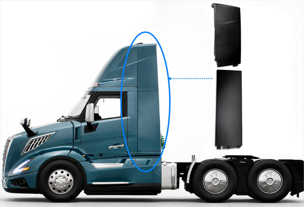 Cabin Fairing Upper and Lower Air Deflectors with Brackets Driver 2025 2026 Volvo VNL 300 New