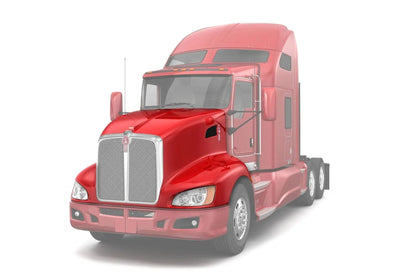 Aftermarket Black Custom Hood Compatible With Kenworth T660 - Freightliner Truck Replacement Parts PLUS Freightliner Logo, 2x 22" WIndshield Wipers and KOZAK Vest included