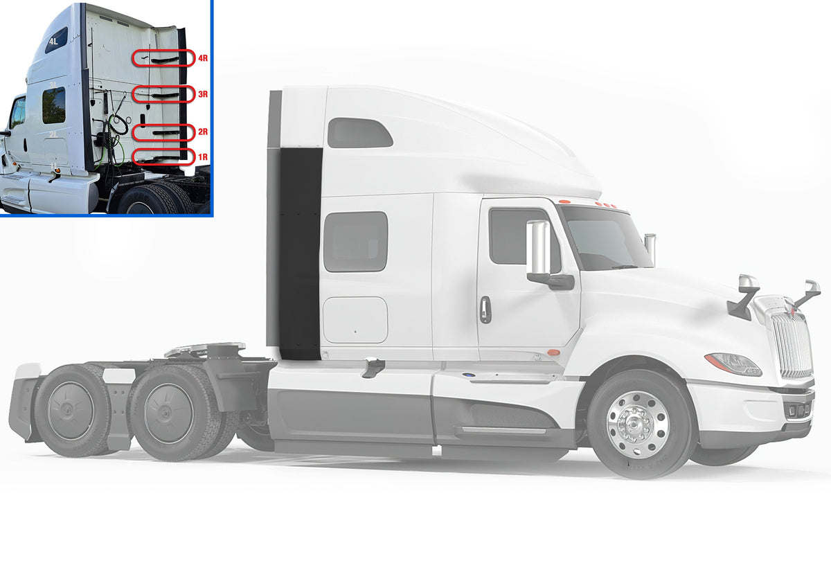 Lower Wind Fairing Cab Extender Plastic w/Brackets Set Passenger Side International LT625