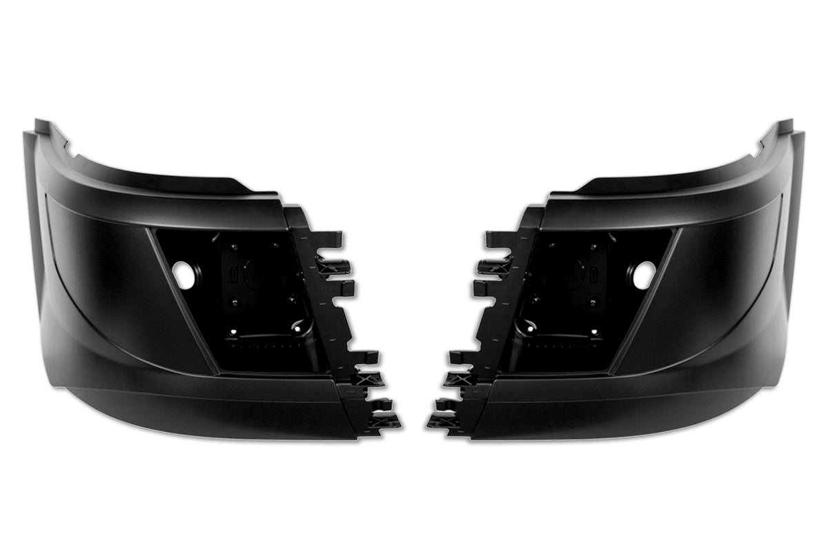 Bumper Corners w/ Fog Holes & LED Fog Lights Black Housing Set 2016-2017 Volvo VNL