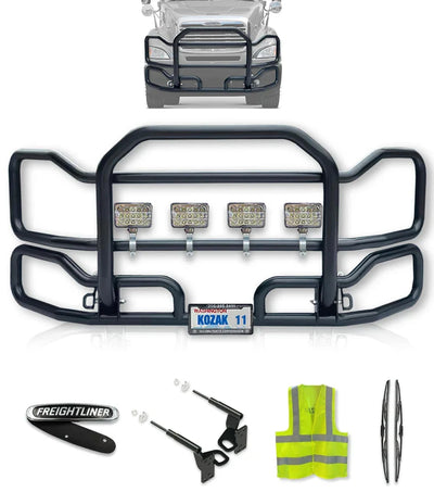 Front Grille Guard Large Black Freightliner Columbia