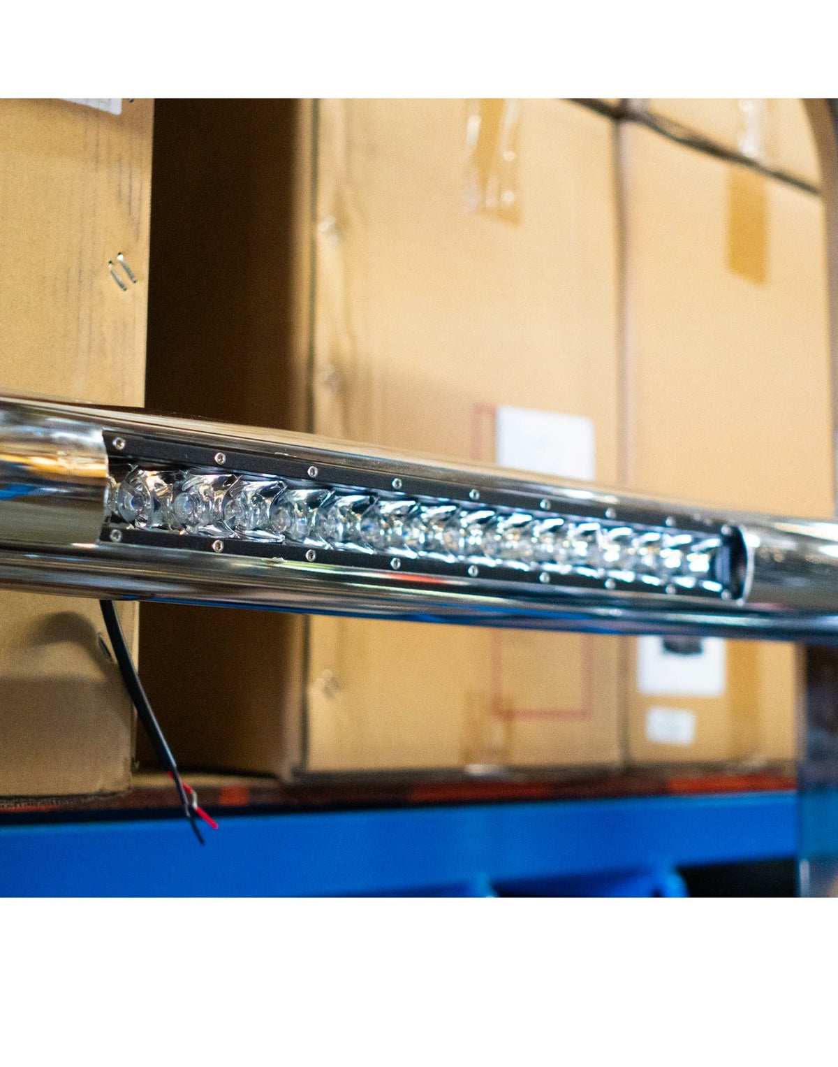 Chrome Grille Guard w/ Built in 16'' LED Bar 2022+ Peterbilt 579 NO Fog