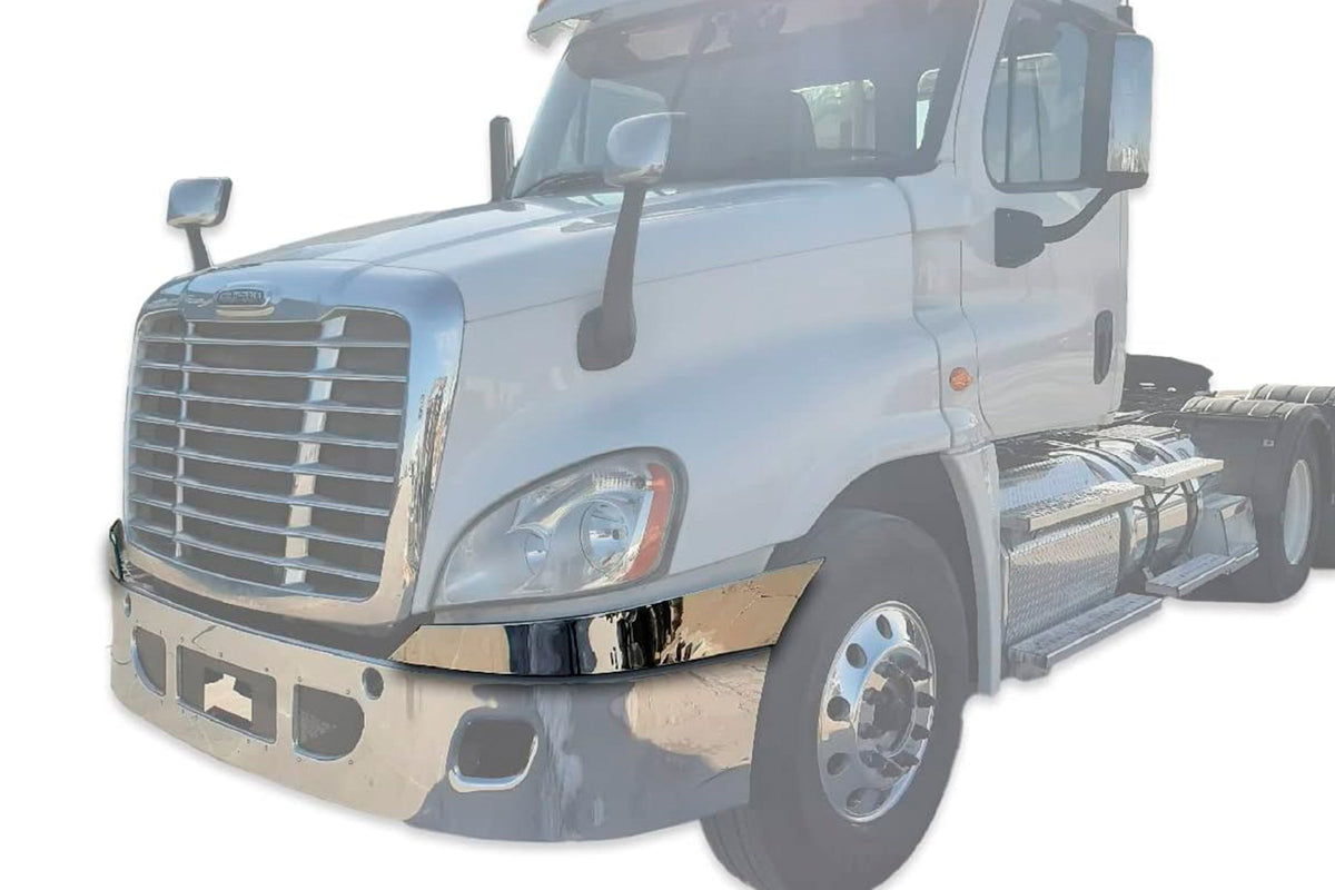 Top Bumper Fins Stainless Steel Set 14" / 16" Bumper 2008-2017 Freightliner Cascadia 125 113