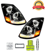Headlights Full LED Black Set 2004-2017 Volvo VNL VNX VT