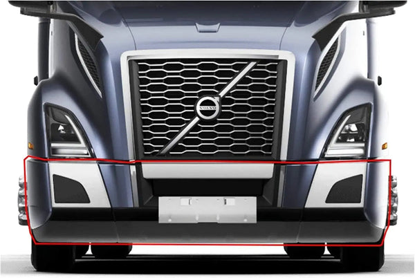 Bumper Set W/o Fog Light Holes Chrome Trim & Air Flow Deflector Set + Brackets Volvo VNL 2018+ - 