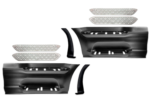 Front Step Side Panels w/Brackets, Upper & Lower Metal Steps, Extensions Set 2022+ Peterbilt 579