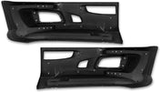 Kozak Black Plastic Bumper Extension Corners Pair With Brackets and Fog lights with bezels for Kenworth T660 - 