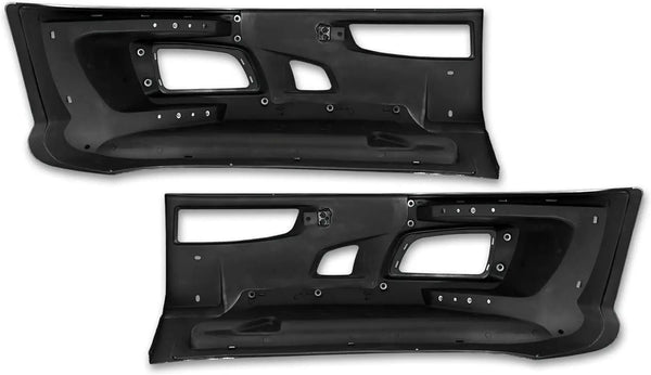 Kozak Black Plastic Bumper Extension Corners Pair With Brackets and Fog lights with bezels for Kenworth T660 - 