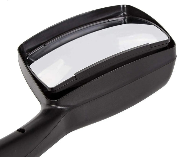 Peterbilt 579 Semi Truck BLACK Finish Hood Mirror Pair Left and Right Sides (Driver and Passenger Sides) - Replacement Truck Parts - PLUS Logo, 2x22 inch Windshield Wipers and Kozak Vest