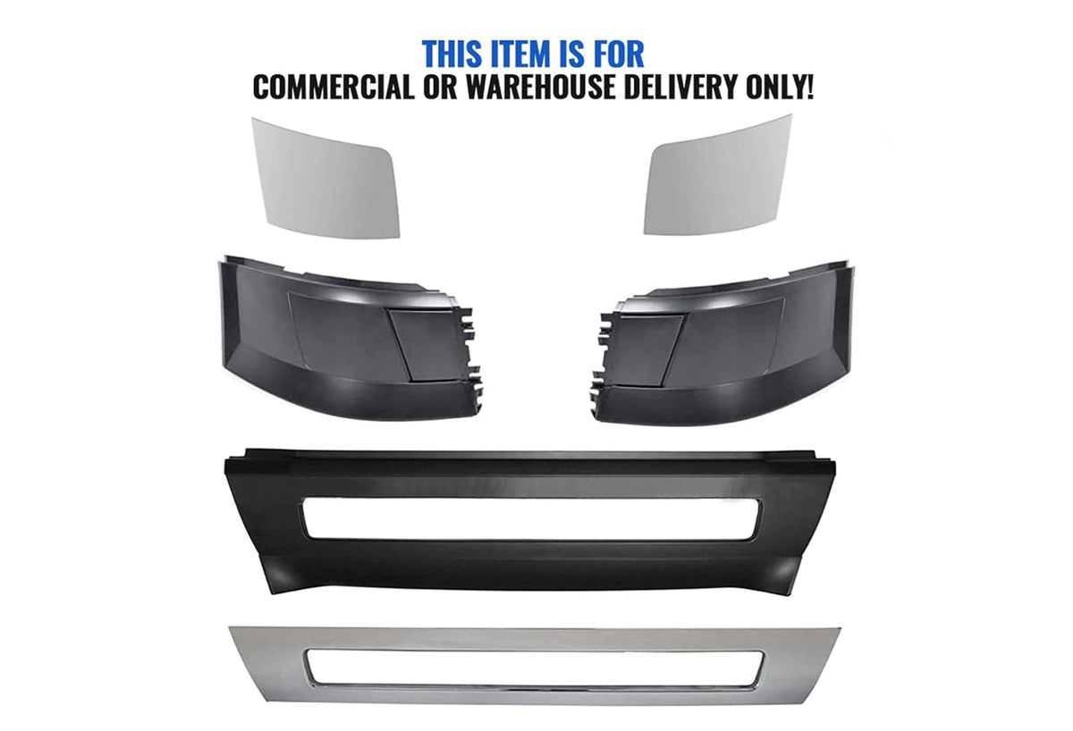 Bumper Plastic No Fog Hole and Chrome Trim Set 2004-2015 Volvo VNL