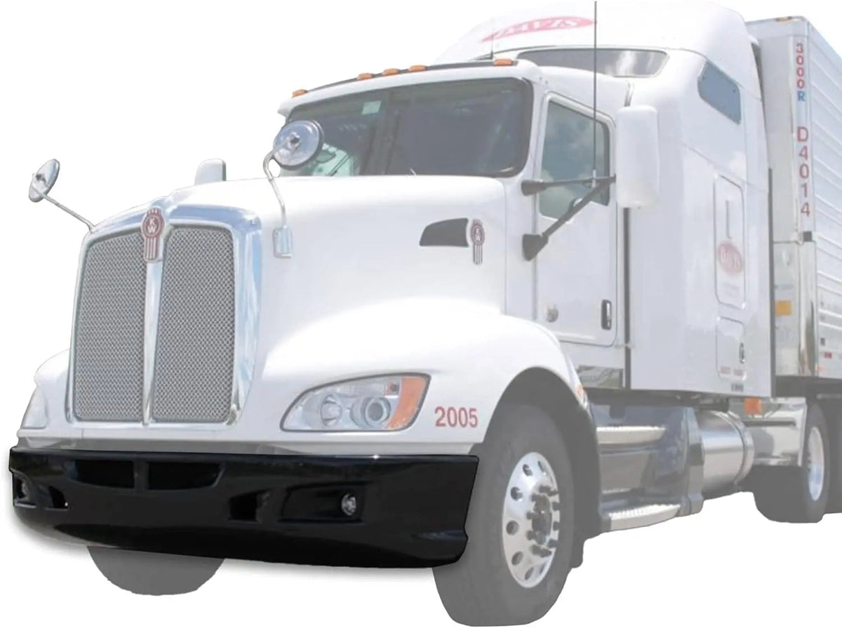 Kozak Black Plastic Bumper Extension Corners Pair With Brackets and Fog lights with bezels for Kenworth T660 - 