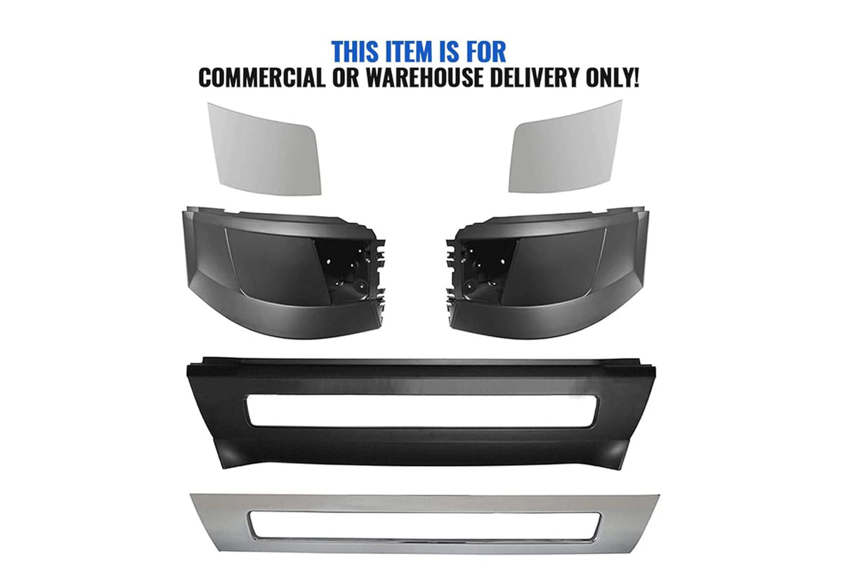Bumper Plastic with Fog Hole and Chrome Trim Set 2004-2015 Volvo VNL