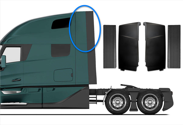 Cabin Fairing Upper Air Deflectors with Extensions and Brackets Set 2025 2026 Volvo VNL New