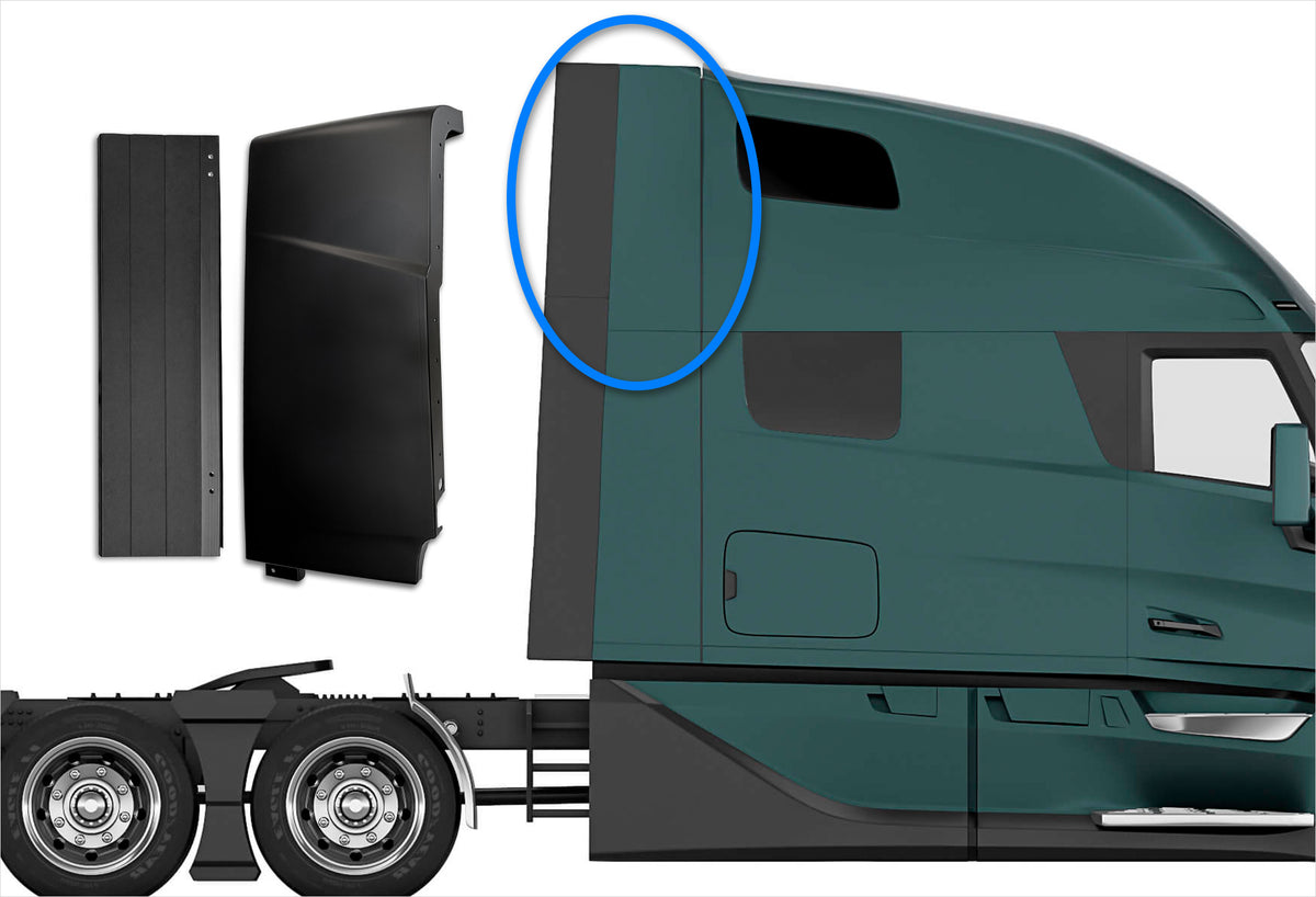 Cabin Fairing Upper Air Deflector with Extension and Brackets Passenger 2025 2026 Volvo VNL New