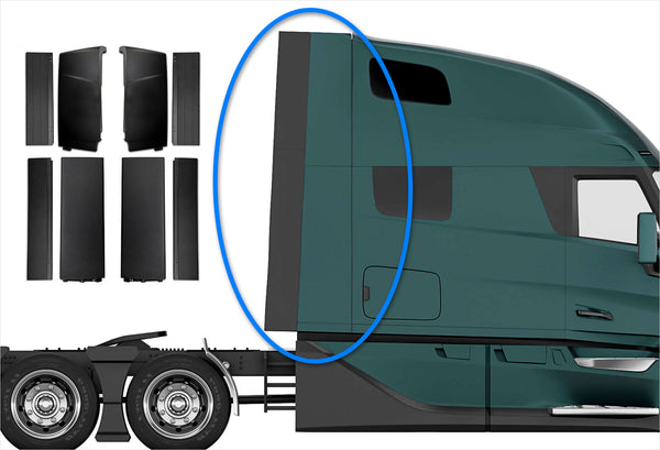 KOZAK Cabin Fairing Upper & Lower Air Deflectors with Extensions & Brackets Set 2025 2026 Volvo VNL New