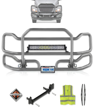 Front Grey Grille Guard Large International LT LT625 (plastic bumper)