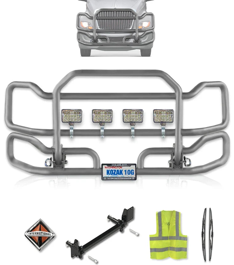 Front Grey Grille Guard Large International LT LT625 (plastic bumper)