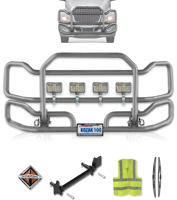 Front Grey Grille Guard Large International LT LT625 (plastic bumper)