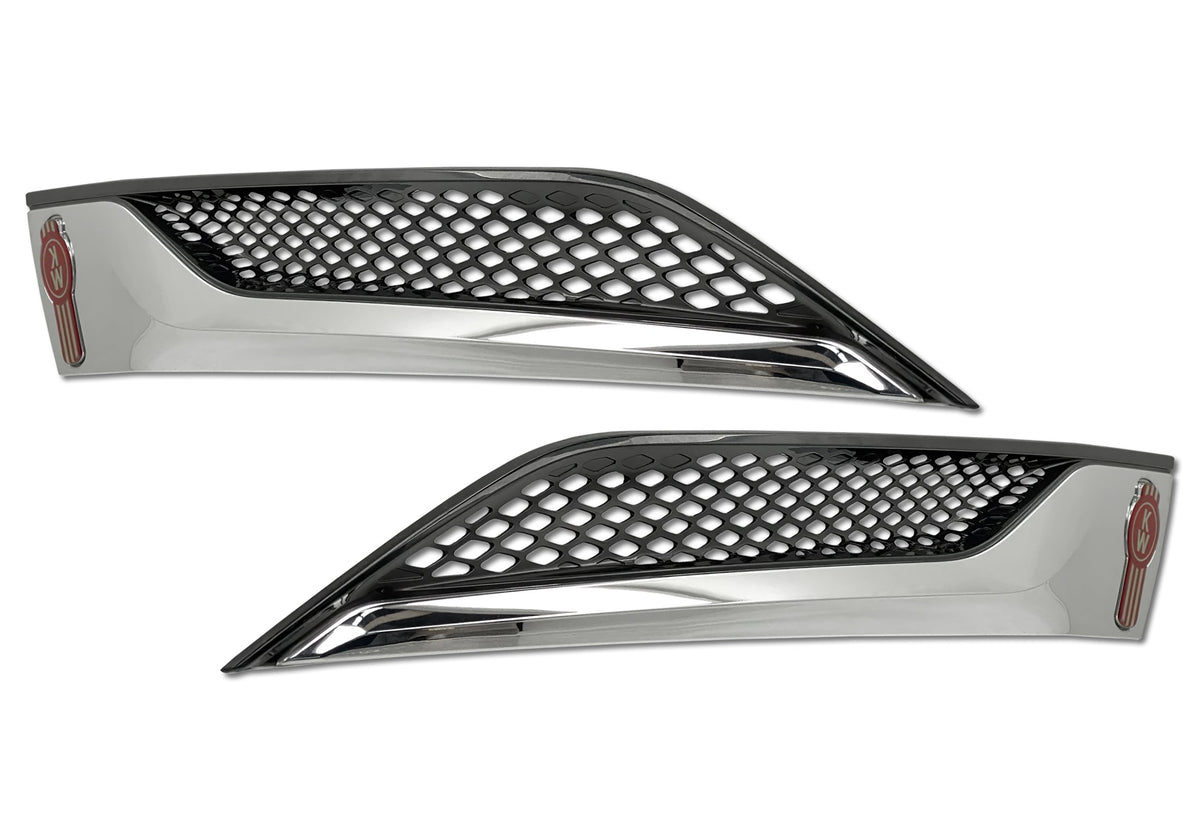 Side Hood Grilles Vent Trim Chrome Set 2022+ Kenworth T680 Next Gen