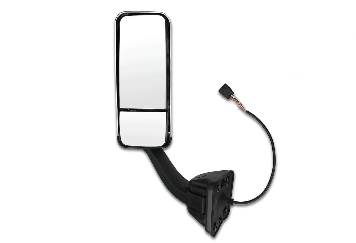 Kozak Replacement Chrome Heated Door Side Mirror Left Driver Side for Freightliner Cascadia 2008-2017 PLUS Freightliner Logo Emblem, Kozak Vest and 2x 22 inch Windshield Wipers included