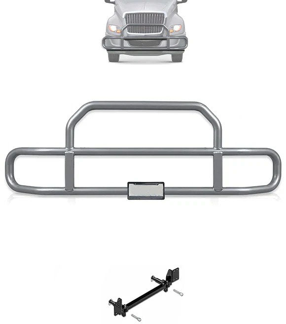 Gray Front Grille Deer Moose Bumper Guard 2018+ International LT LT625 (plastic bumper)