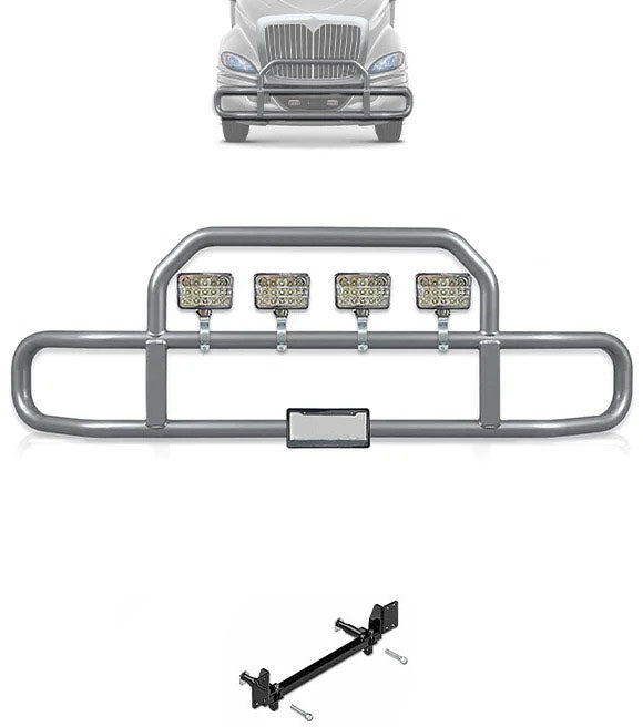 Gray Front Grille Deer Moose Bumper Guard International RH (Plastic Bumper)