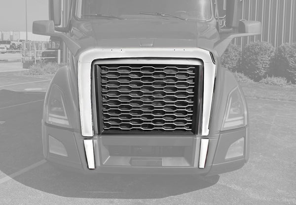 Chrome Grille with Bug Screen & Surround Bug Shield Deflector 2018-2024 Volvo VNL