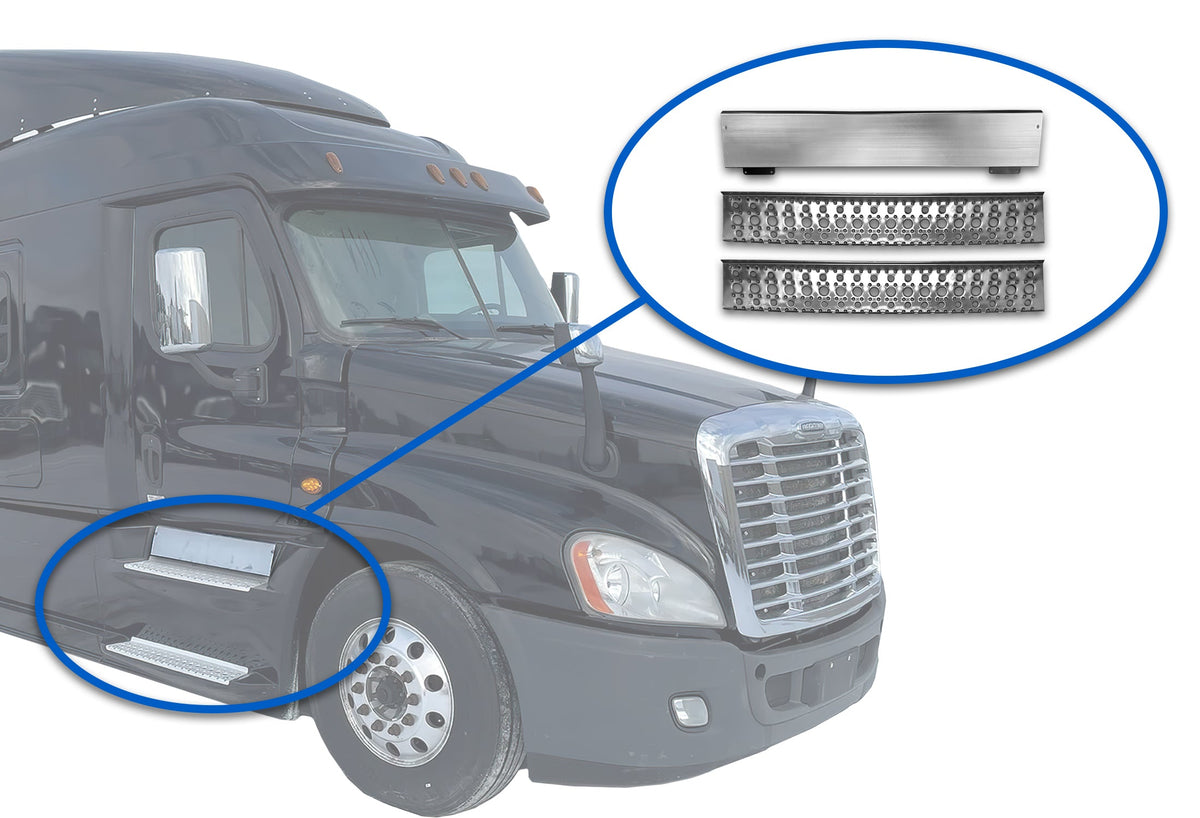 Steps 37.5" & Step Skirt of Front Side Fairing Aluminum Metal Set Passenger 2008-2017 Freightliner Cascadia 125