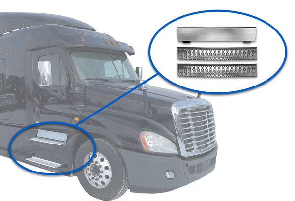 Steps 37.5" & Step Skirt of Front Side Fairing Aluminum Metal Set Passenger 2008-2017 Freightliner Cascadia 125