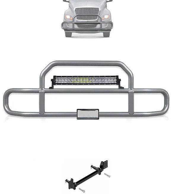Gray Front Grille Deer Moose Bumper Guard 2018+ International LT LT625 (plastic bumper)