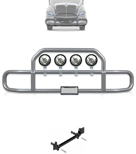 Gray Front Grille Deer Moose Bumper Guard International RH (Plastic Bumper)