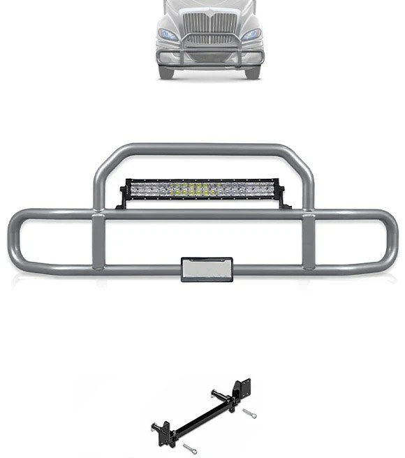 Gray Front Grille Deer Moose Bumper Guard 2008-2017 International ProStar (plastic bumper)