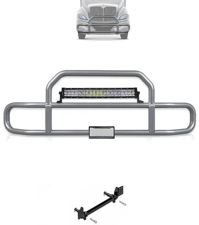 Gray Front Grille Deer Moose Bumper Guard 2008-2017 International ProStar (plastic bumper)