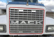 Replacement Front Chrome Grille with Emblem for Mack CH Truck - Direct OEM Replacement (TR047) - PLUS License Plate Frame amd 2x22 inch Windshield wipers included