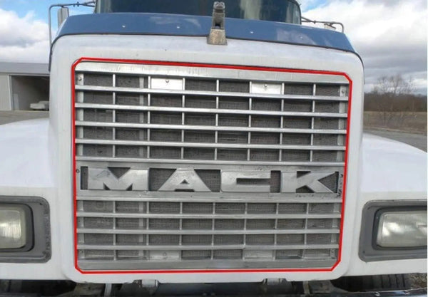 Replacement Front Chrome Grille with Emblem for Mack CH Truck - Direct OEM Replacement (TR047) - PLUS License Plate Frame amd 2x22 inch Windshield wipers included