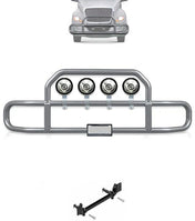 Gray Front Grille Deer Moose Bumper Guard 2018+ International LT LT625 (plastic bumper w/central fog lights)