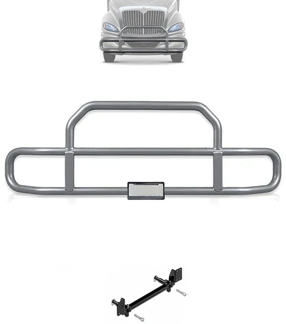 Gray Front Grille Deer Moose Bumper Guard International RH (plastic bumper w/central fog lights)