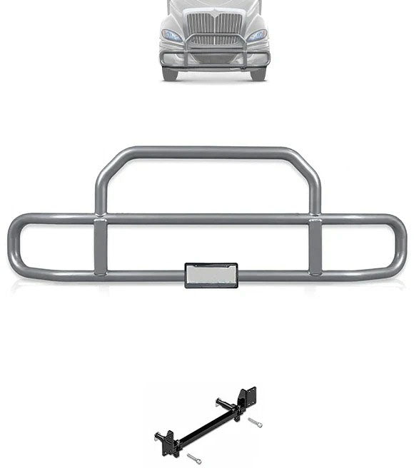 Gray Front Grille Deer Moose Bumper Guard 2008-2017 International ProStar (plastic bumper)