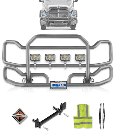 Front Grey Grille Guard Large International RH (plastic bumper)