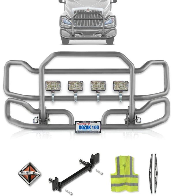 Front Grey Grille Guard Large International RH (plastic bumper)