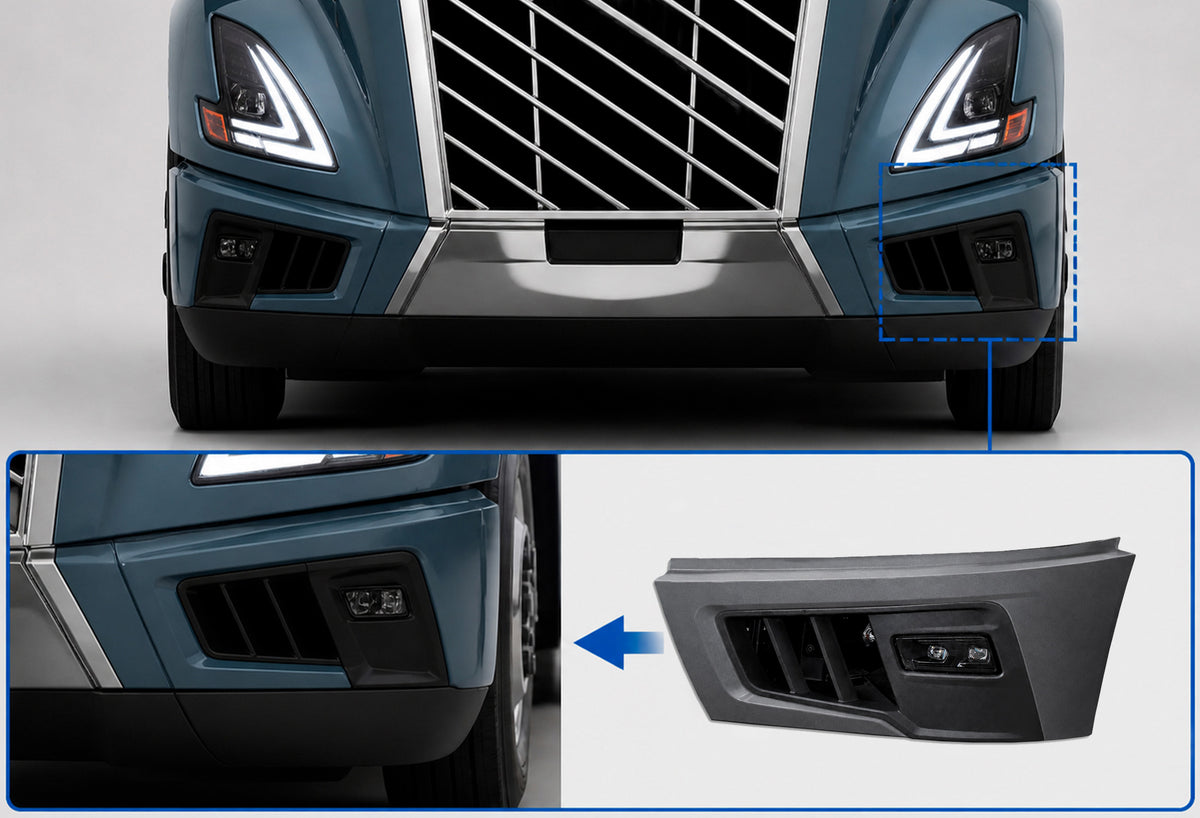 Bumper Corner, End Cap, Bezel and Fog Lamp Set Driver 2025+ Volvo VNL New