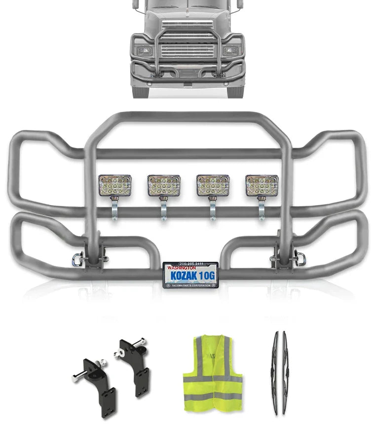 Front Grey Grille Guard Large 2004+ Mack CH Set-Back